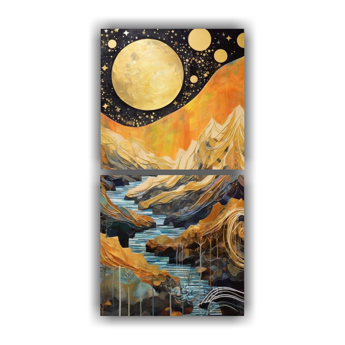 GENERICO - Pintura Con Luna Cerca De Las Montañas Y 50x100 Cm