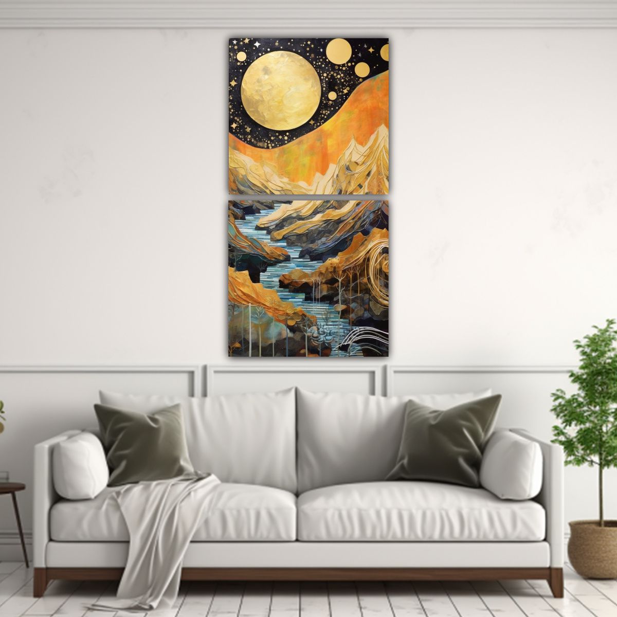 GENERICO - Pintura Con Luna Cerca De Las Montañas Y 50x100 Cm