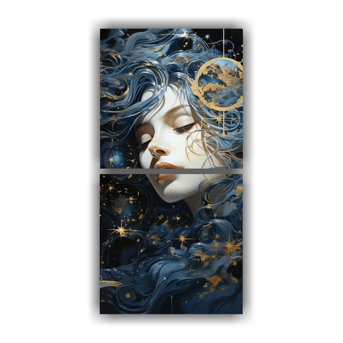 GENERICO - Pintura Decorativa Con Luna Y Montañas 20x40 Cm
