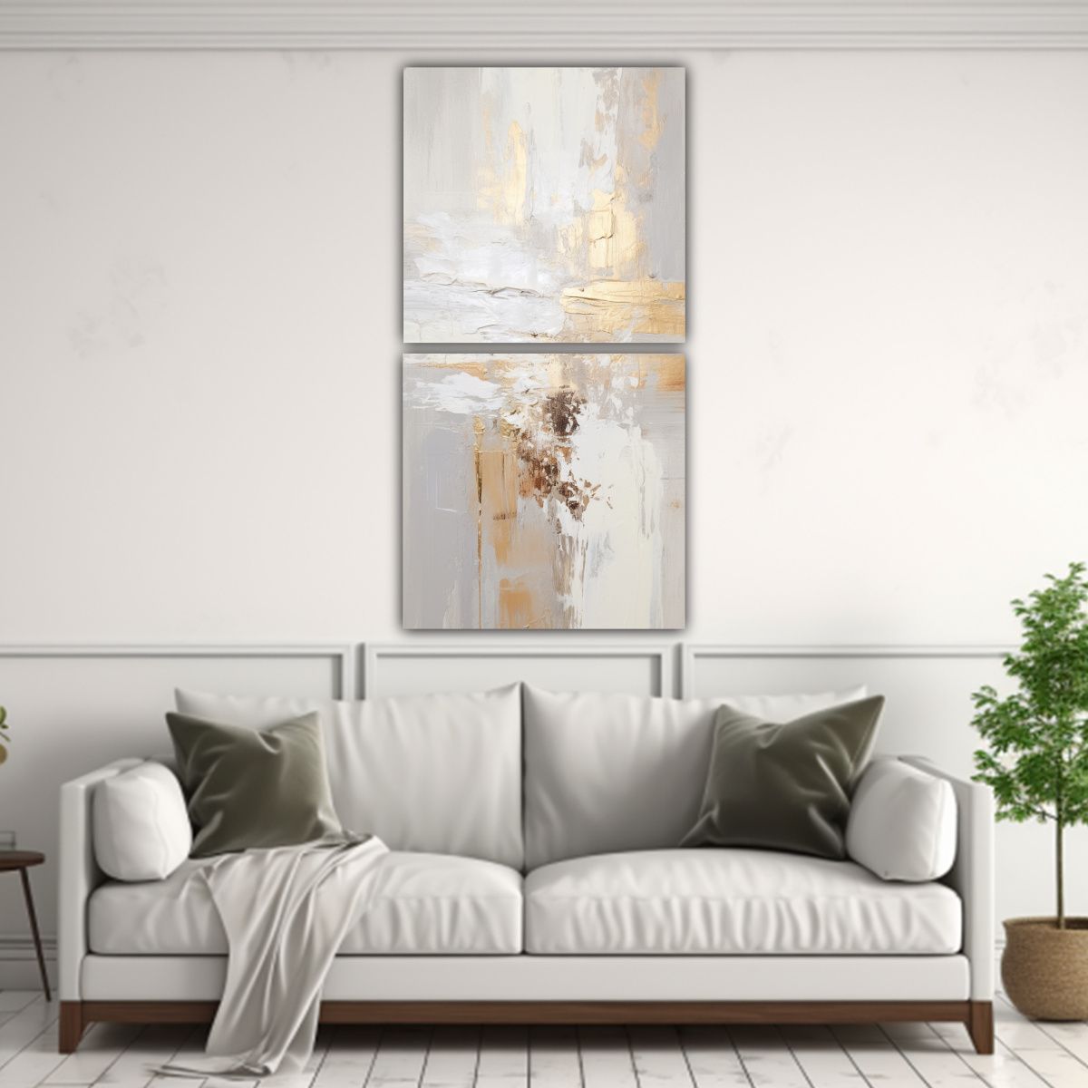 GENERICO - Cuadros Abstractos Con Fondo De Pintura Blanca Y 40x80 Cm