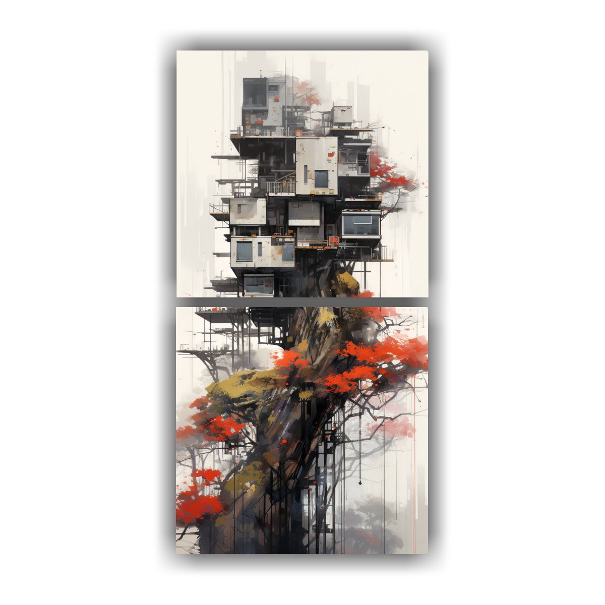 GENERICO - Paisaje Urbano Sobre árboles Decorativos 20x40 Cm