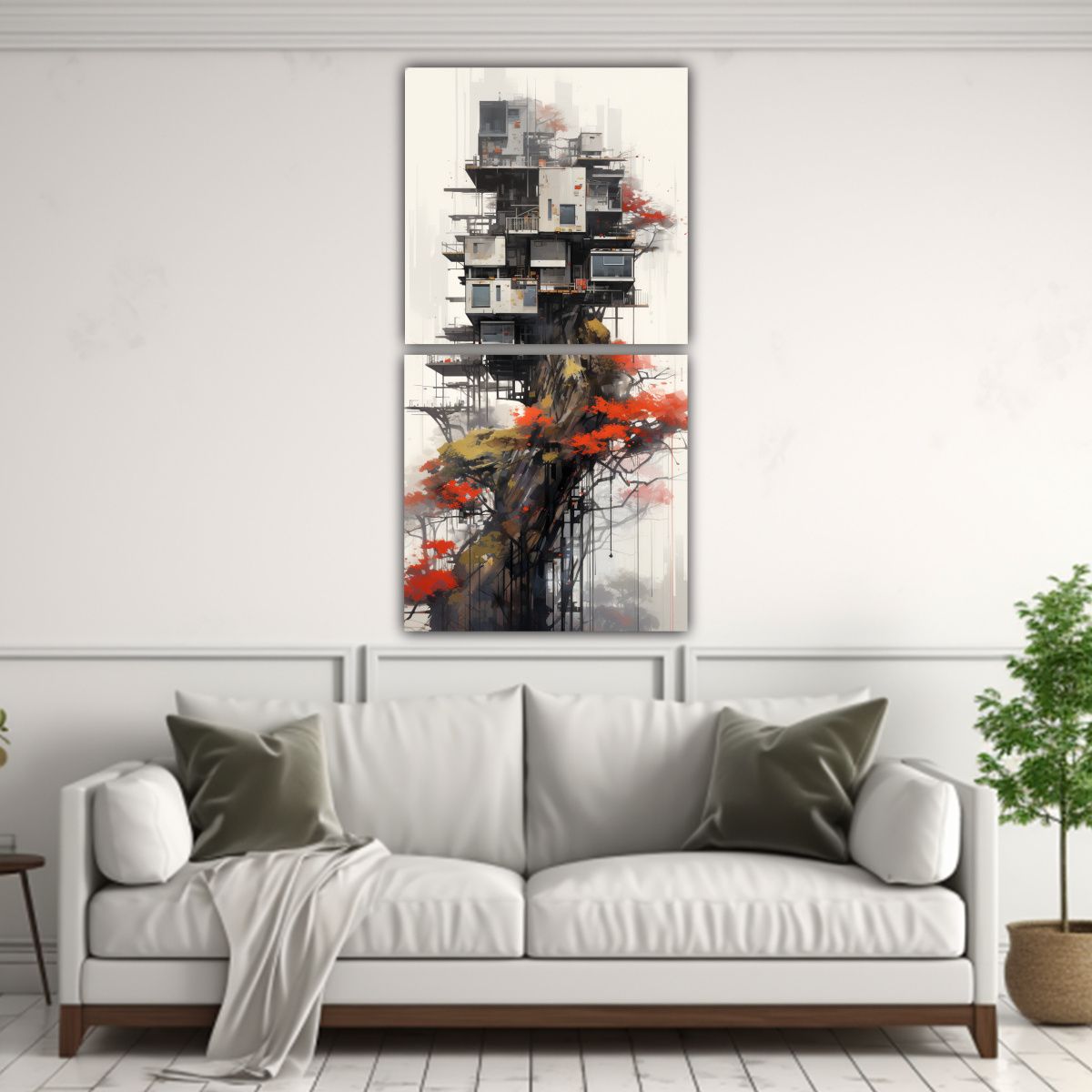 GENERICO - Paisaje Urbano Sobre árboles Decorativos 20x40 Cm