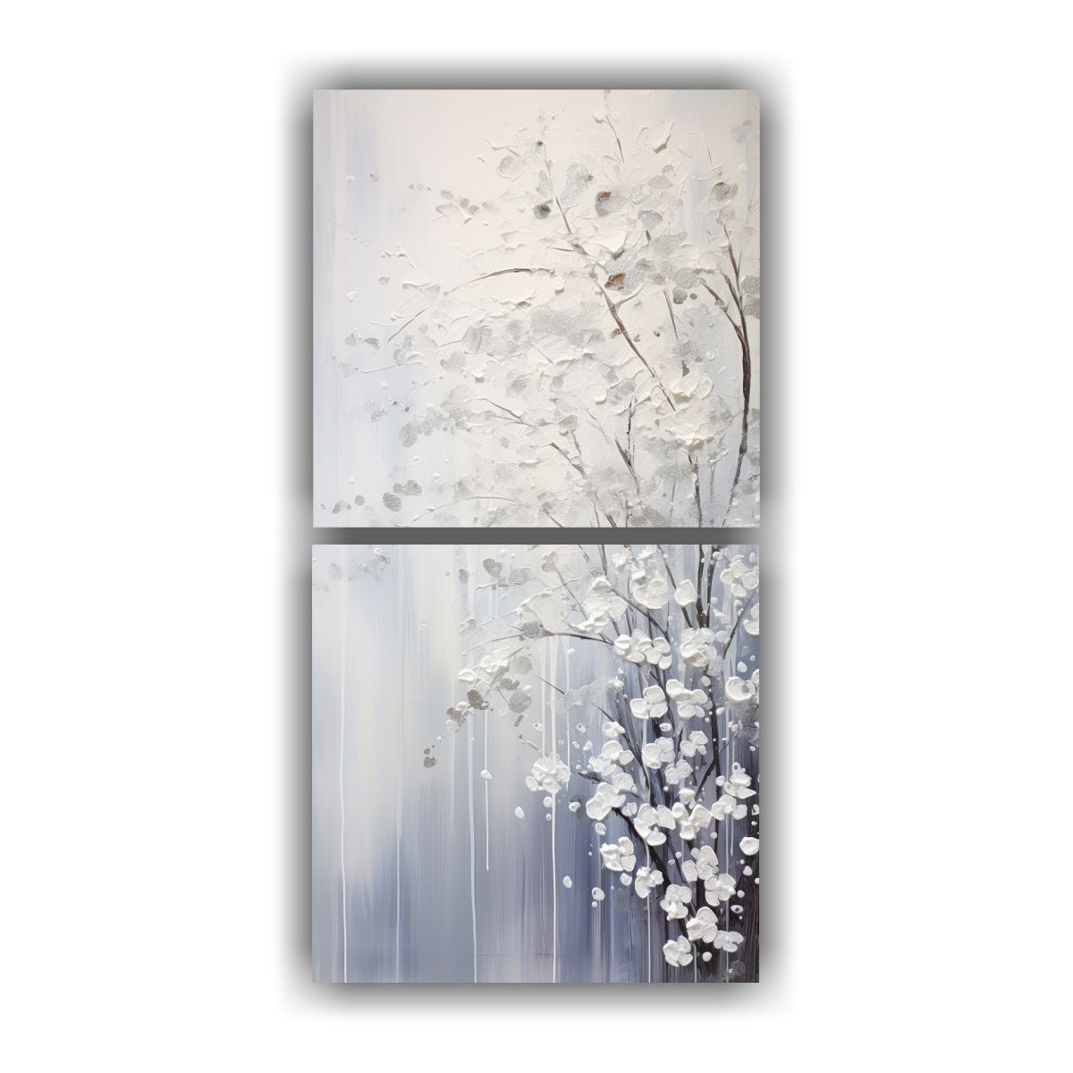 GENERICO - Pintura En Blanco Y Plata En Estilo Exuberante 30x60 Cm