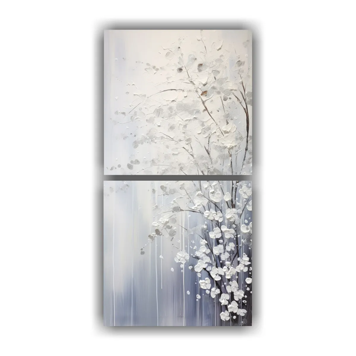 GENERICO - Pintura En Blanco Y Plata En Estilo Exuberante 20x40 Cm