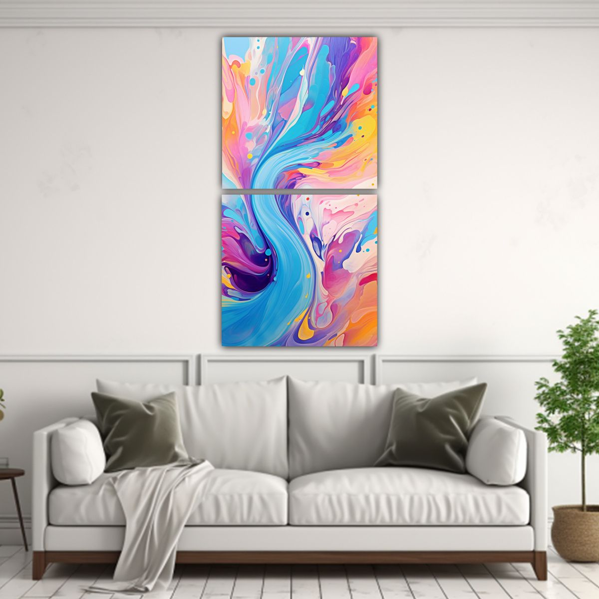 GENERICO - Set 2 Lienzos Finas Lineas Street Art Abstract 20x40 Cm