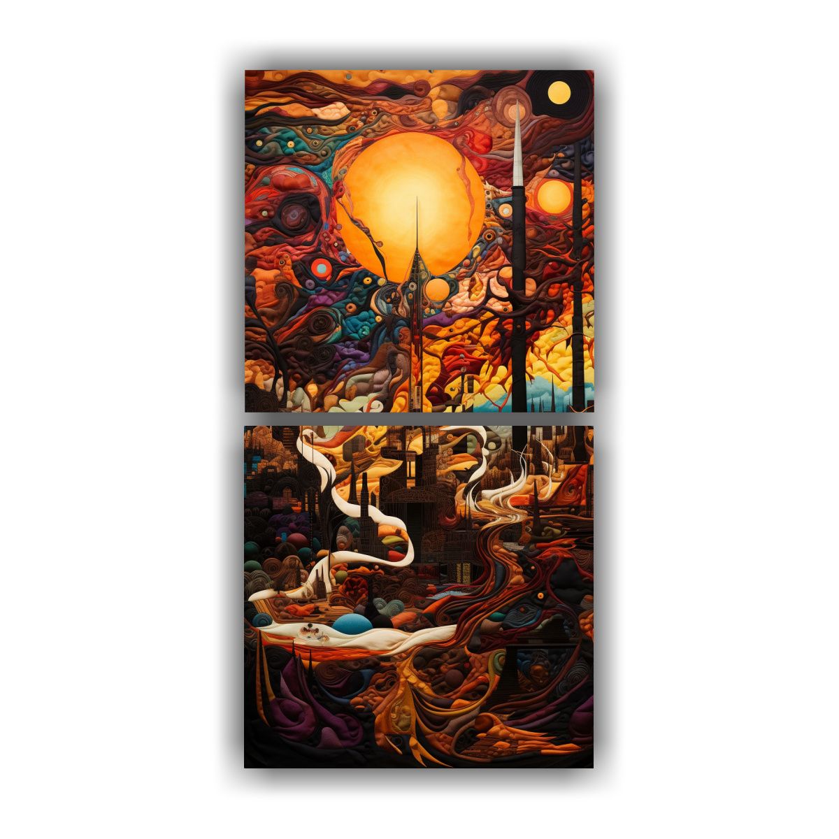 GENERICO - Dos Telas En Bastidor Dibujo Intenso Abstracto 20x40 Cm