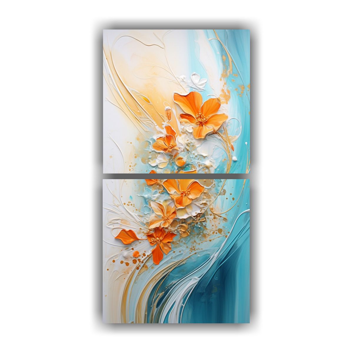 GENERICO - Pintura Decorativa Estética En Naranja Y Dorado 40x80 Cm