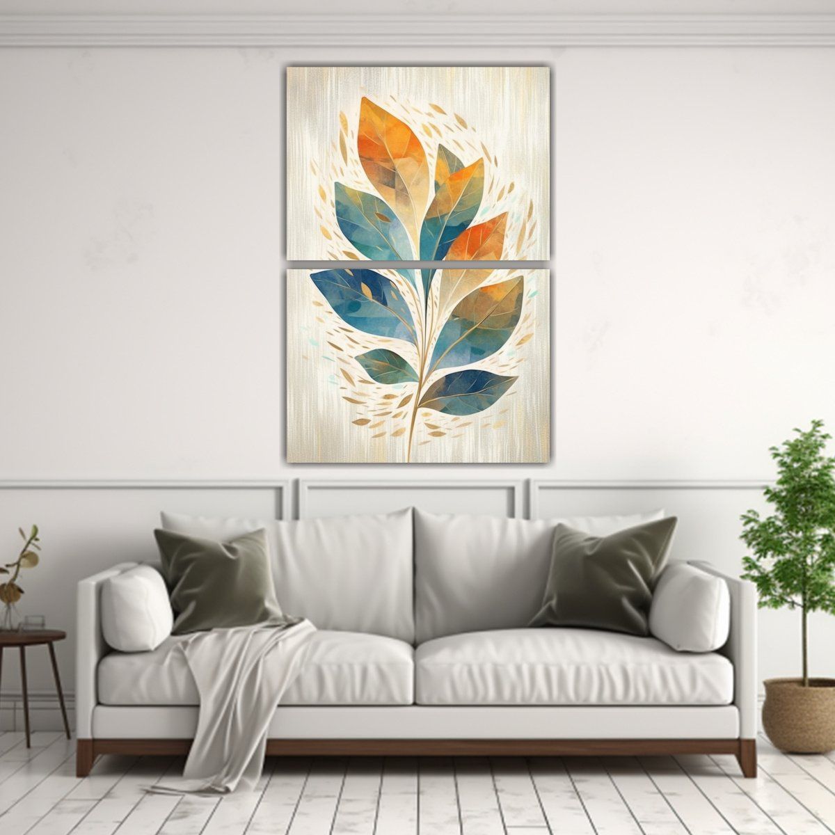 GENERICO - Cuadros Belleza Con Hojas Y Diseño Arcoíris 80x120 Cm