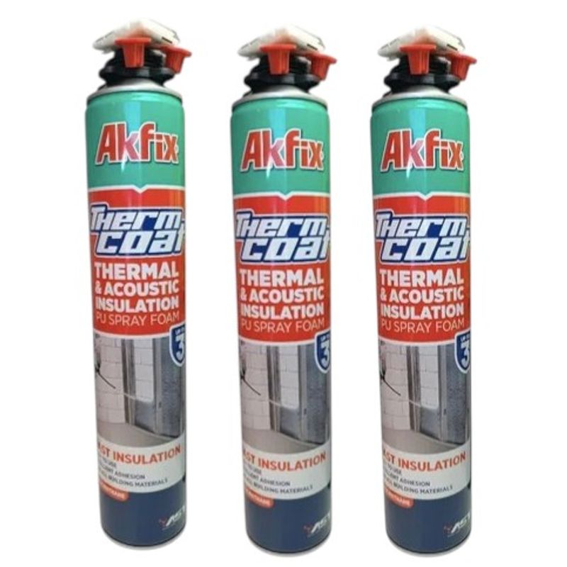 AKFIX - Pack x3 Espuma Poliuretano Proyectado Thermcoat Akfix 850ml