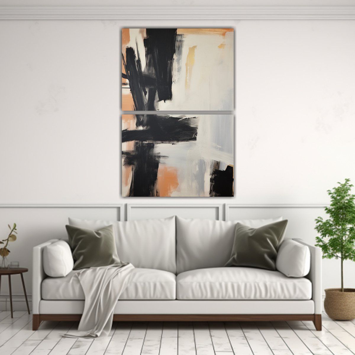 GENERICO - Set 2 Lienzos Tonos Lineales Pintura Abstracta 80x120 Cm