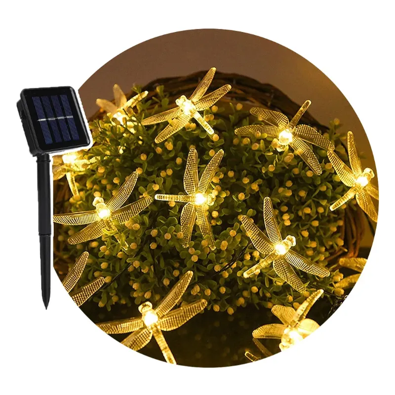 GENERICO - Luces Solares Libélula Guirnaldas Decorativas Navideñas Amarillo