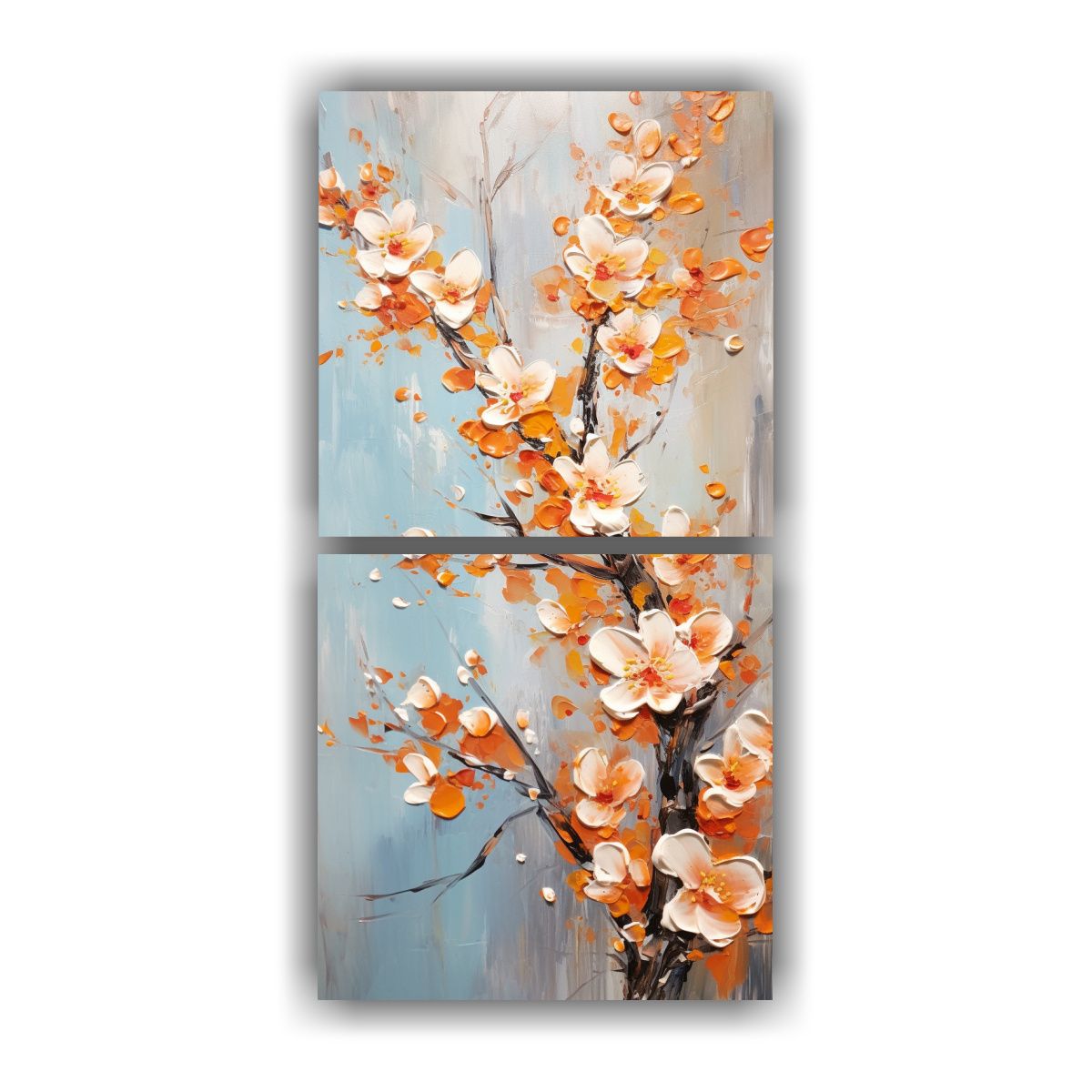 GENERICO - Cuadro De Flores De Cerezo Naranja En Lienzo Para 60x120 Cm
