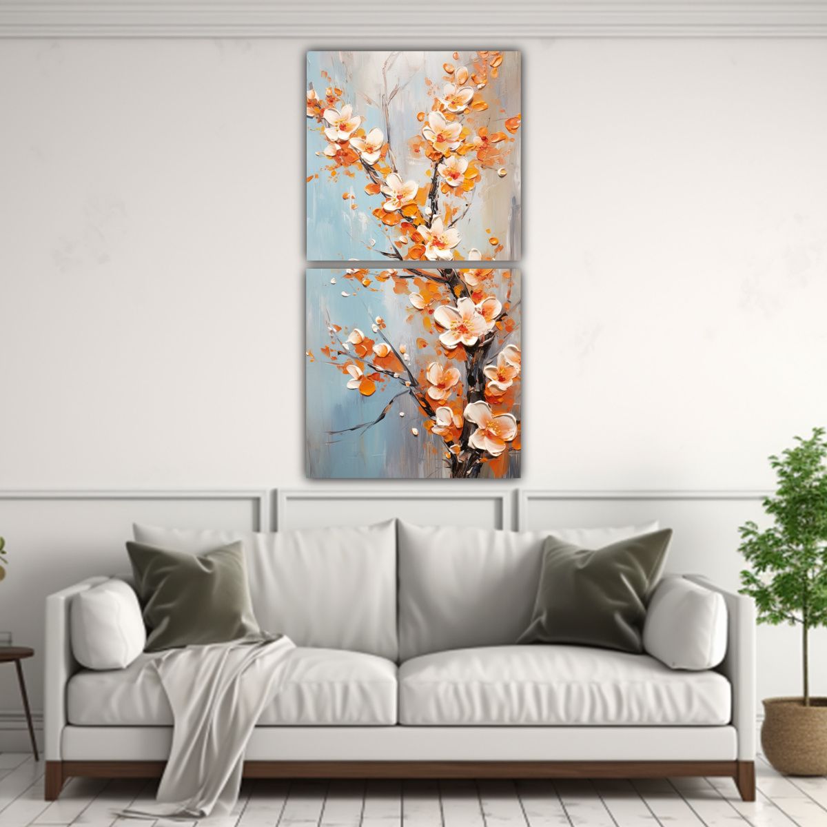 GENERICO - Cuadro De Flores De Cerezo Naranja En Lienzo Para 60x120 Cm
