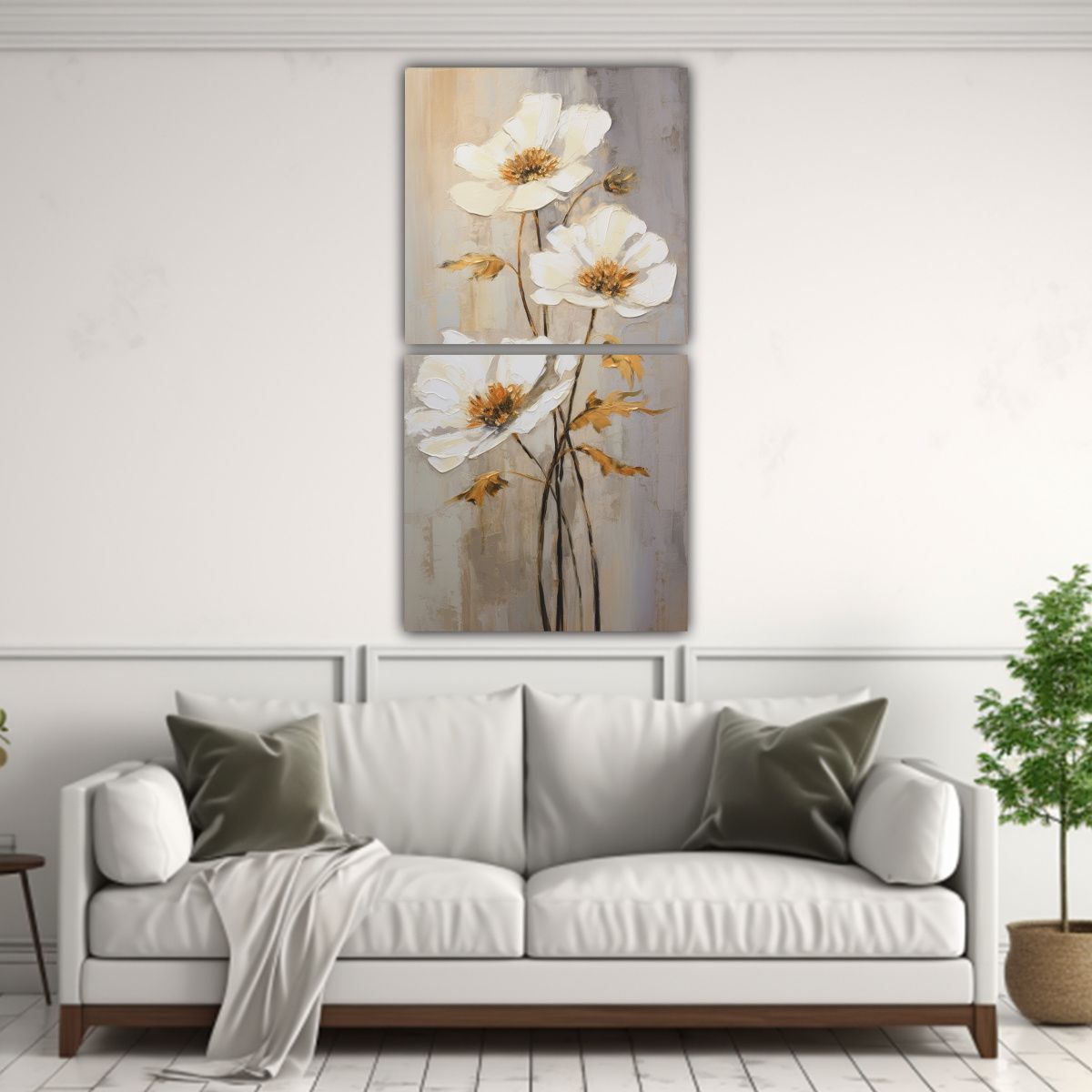 GENERICO - Pintura En Lienzo Estilo Decorativo Dos Cuadros 60x120 Cm