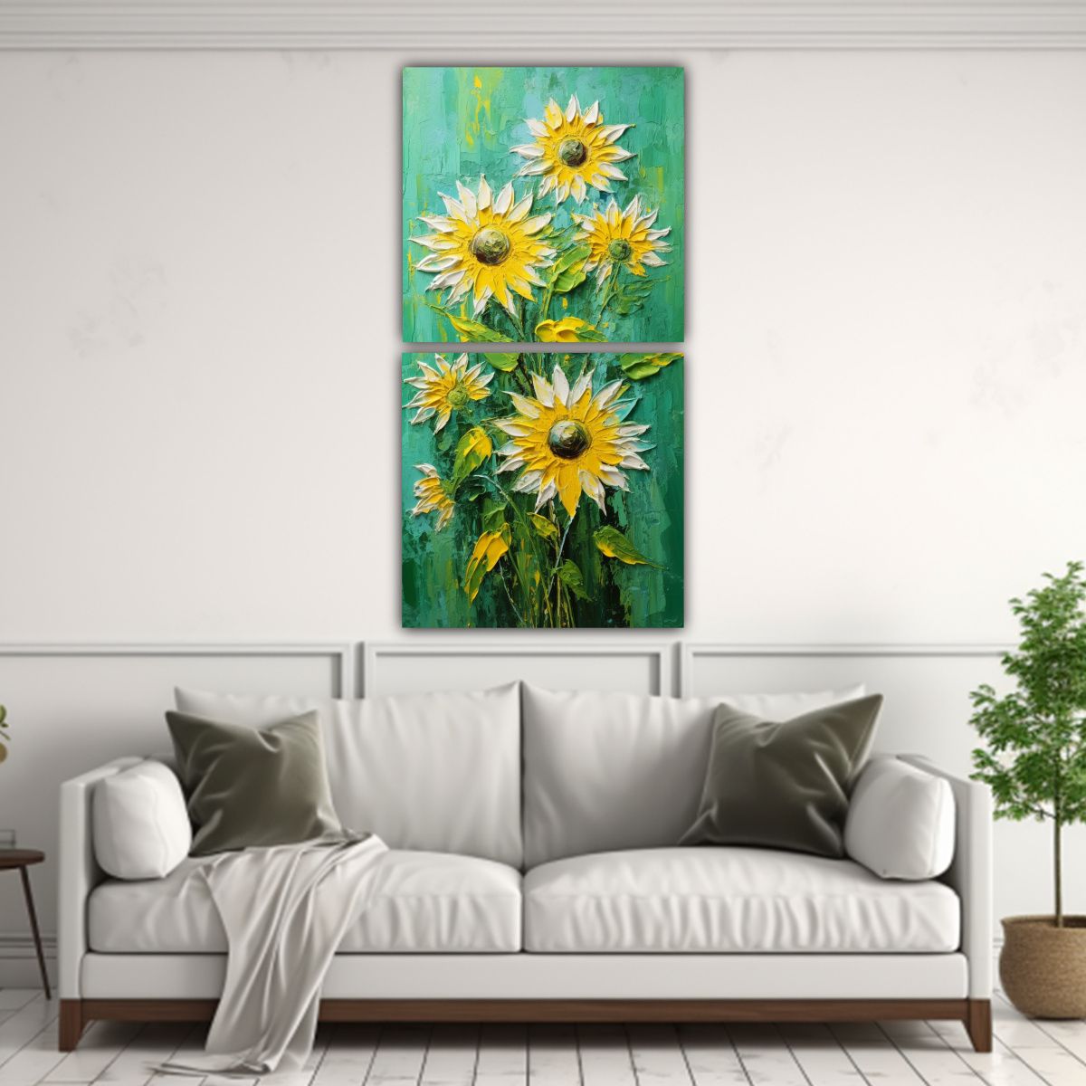 GENERICO - Lienzo De Tela Diseño Formación Girasoles 60x120 Cm