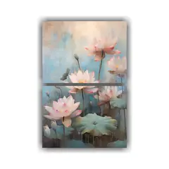 GENERICO - Cuadro Decorativo Tonos Rosa Con Flores De Loto 80x120 Cm