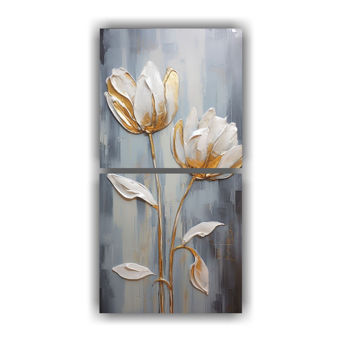 GENERICO - Diptico Movimiento Tematica A Gold TULIPS Pintura 50x100 Cm