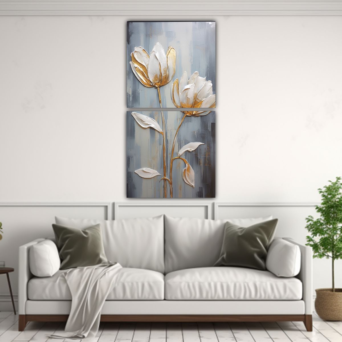 GENERICO - Diptico Movimiento Tematica A Gold TULIPS Pintura 50x100 Cm