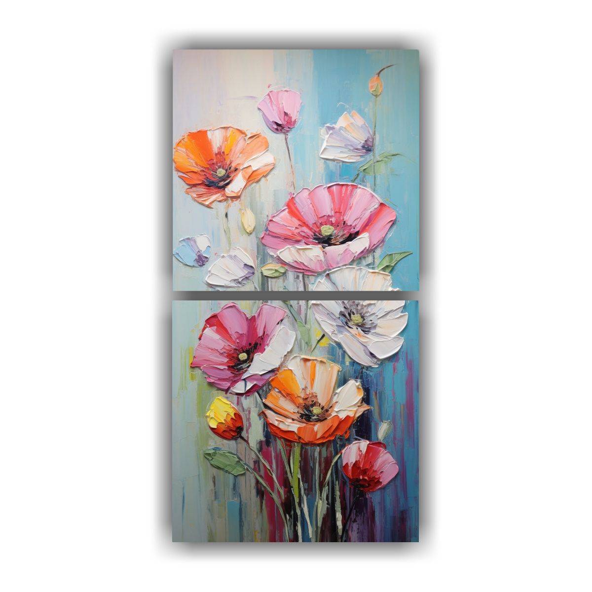 GENERICO - Díptico Abstracto Elegante En Vibrantes Colores 60x120 Cm