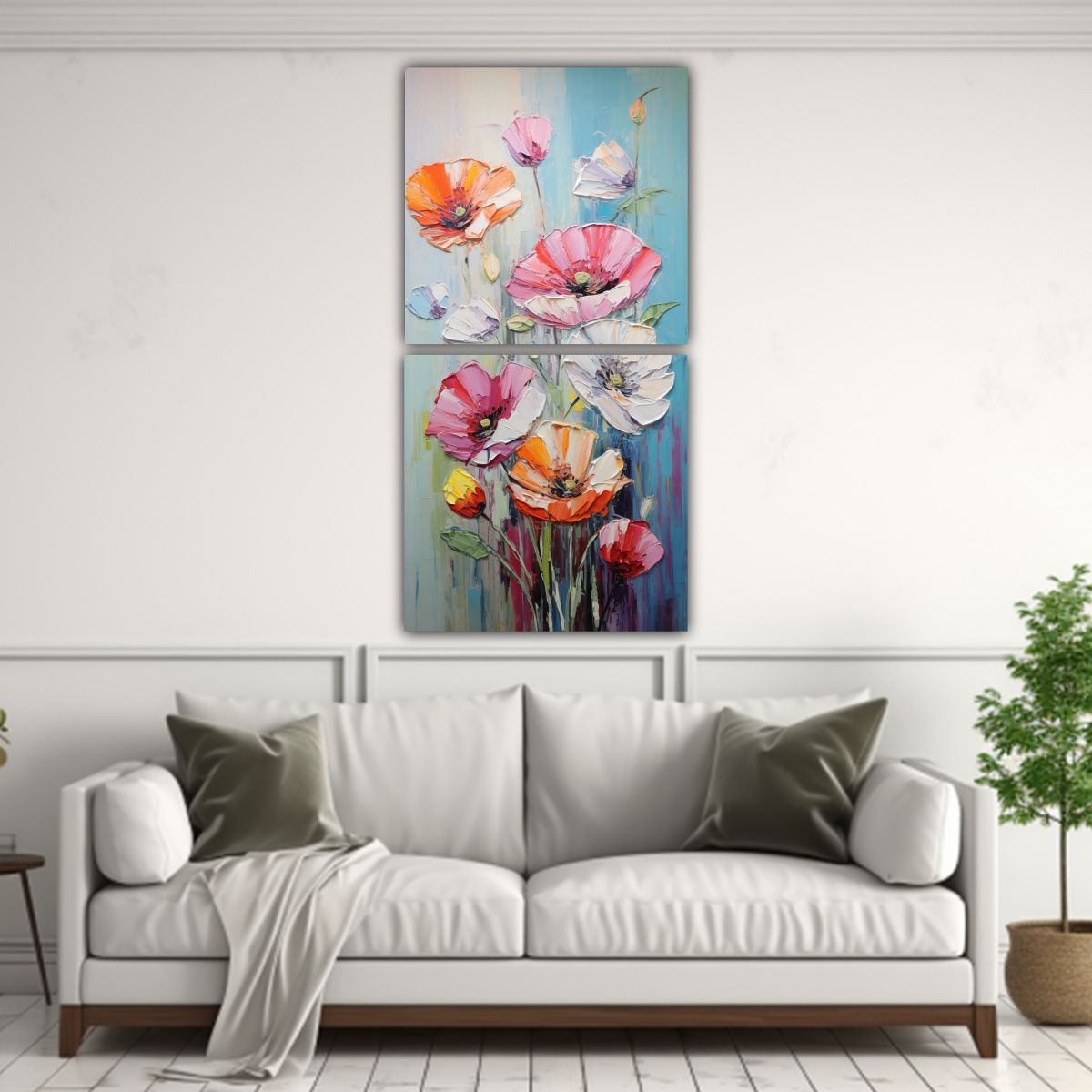 GENERICO - Díptico Abstracto Elegante En Vibrantes Colores 60x120 Cm