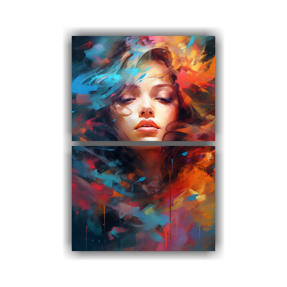 GENERICO - Pintura Abstracta Estilo Niña Moderna Intensa 80x120 Cm