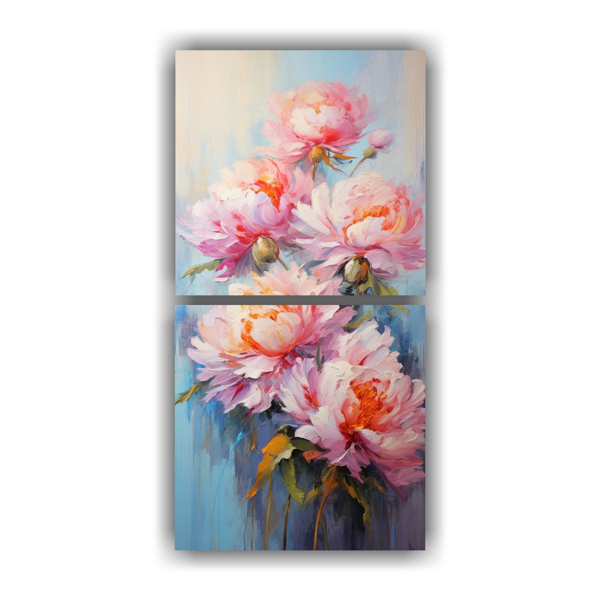 GENERICO - Pintura Abstracta Estética De Peonías En 20x40 Cm