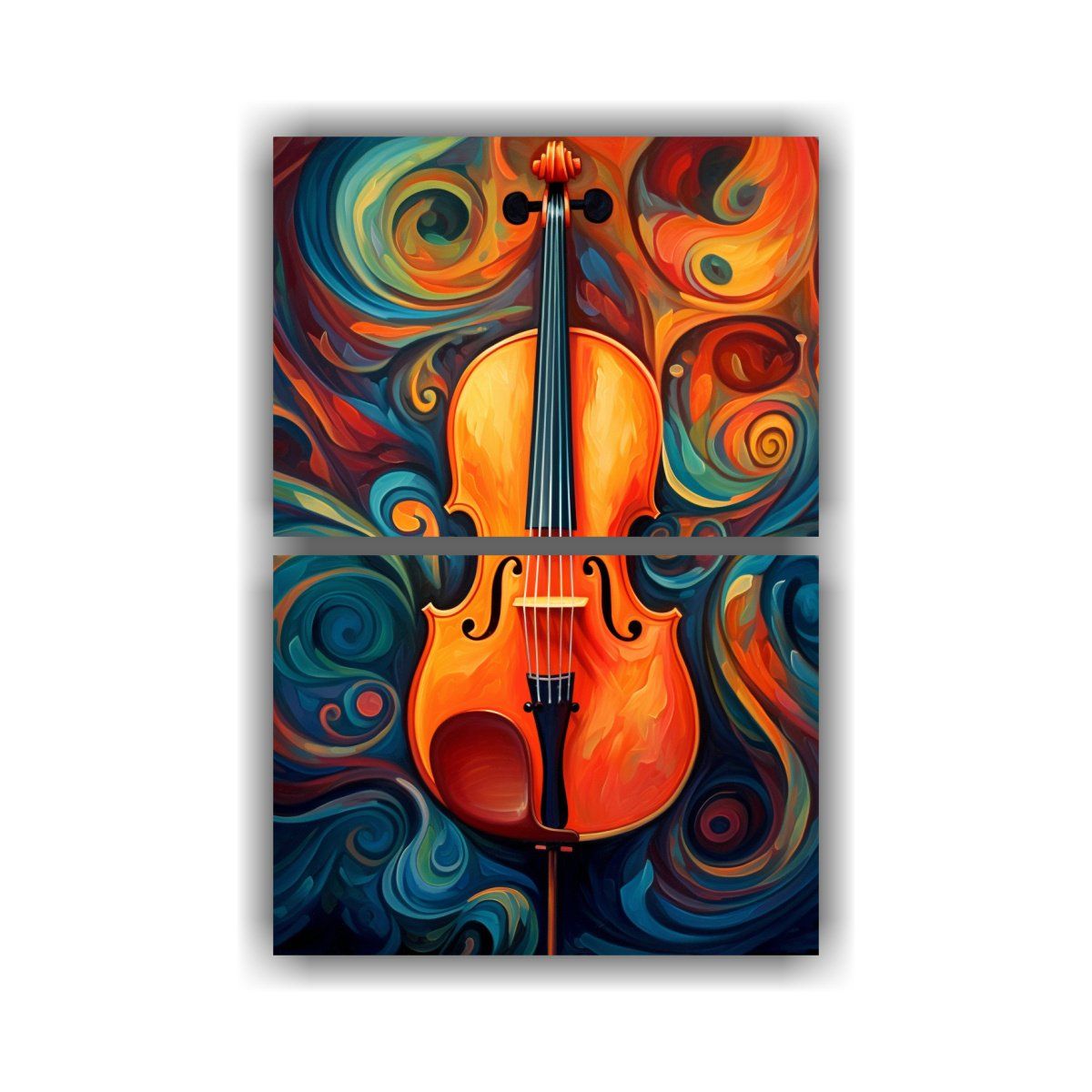 GENERICO - Set 2 Cuadro Acuarela Efecto Visual Cello 80x120 Cm