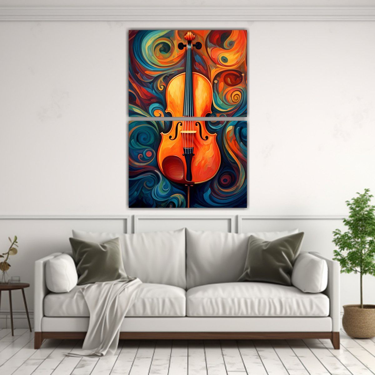 GENERICO - Set 2 Cuadro Acuarela Efecto Visual Cello 80x120 Cm
