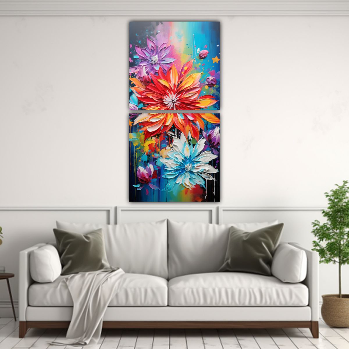 GENERICO - Pintura Floral En Lienzo Con Vibrantes Colores 50x100 Cm