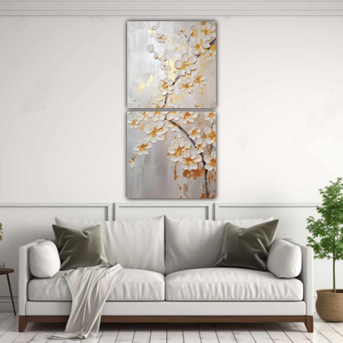 GENERICO - Pintura En Lienzo De Dos Cuadros Movimiento 30x60 Cm