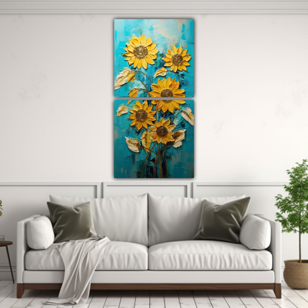 GENERICO - Pintura En Lienzo De Girasoles Intensos Y Finas 60x120 Cm