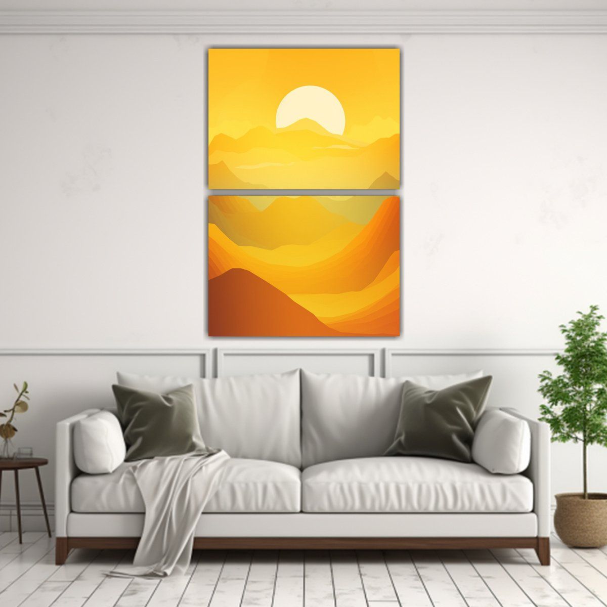 GENERICO - Cuadros Amarillo Degradado Artesanal En Bastidor 80x120 Cm