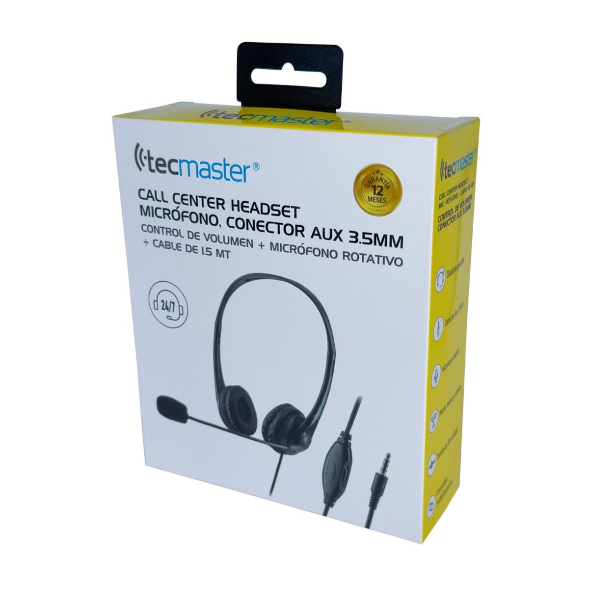 TECMASTER - Audífonos Alámbrico Teletrabajo Call-center Micrófono 35mm