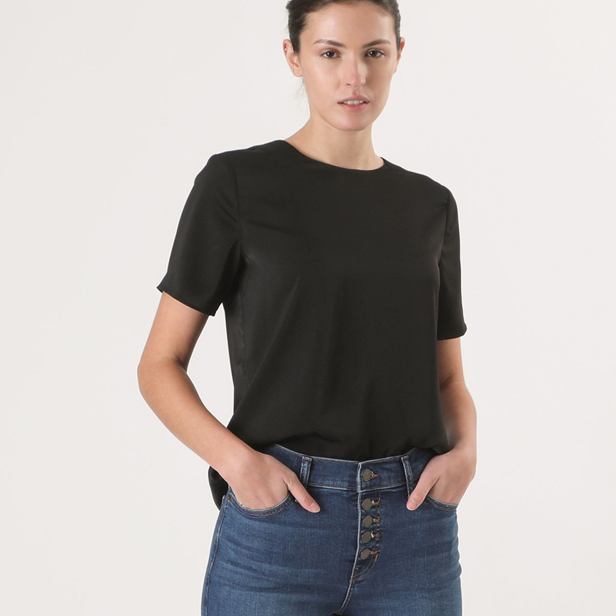 BANANA REPUBLIC - Polera Mujer Classic Crew-Neck Negro Banana Republic