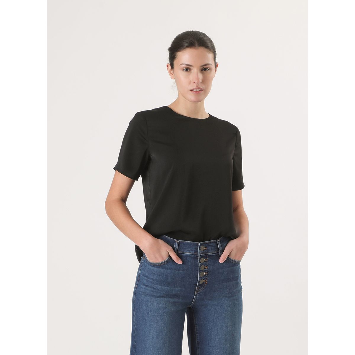 BANANA REPUBLIC - Polera Mujer Classic Crew-Neck Negro Banana Republic