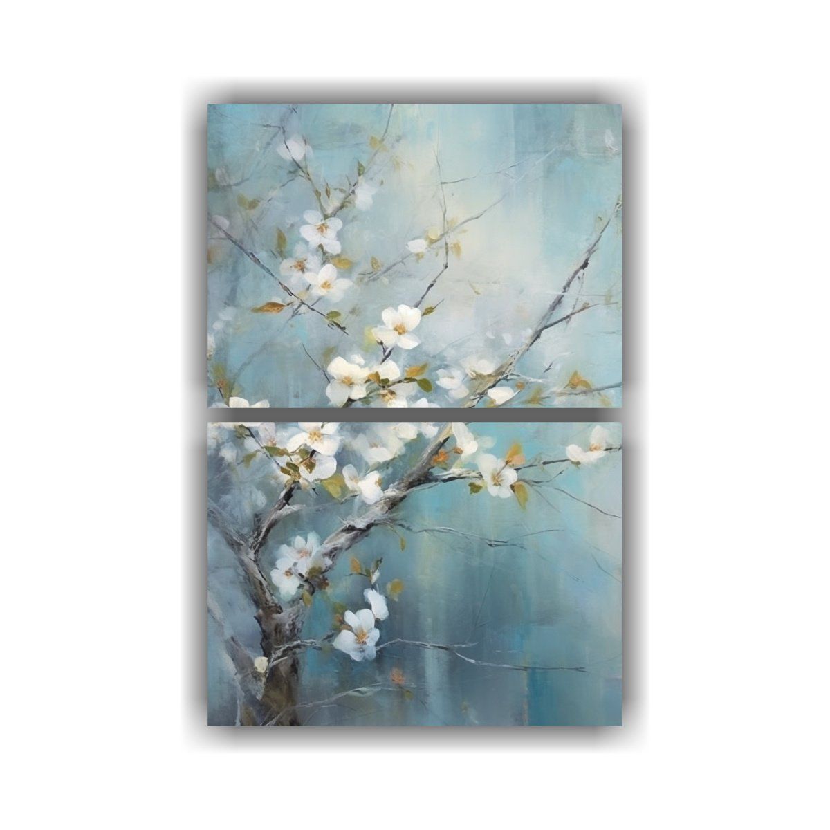 GENERICO - Cuadro Abstracto Con Flores Blancas Estilo Hogar 80x120 Cm