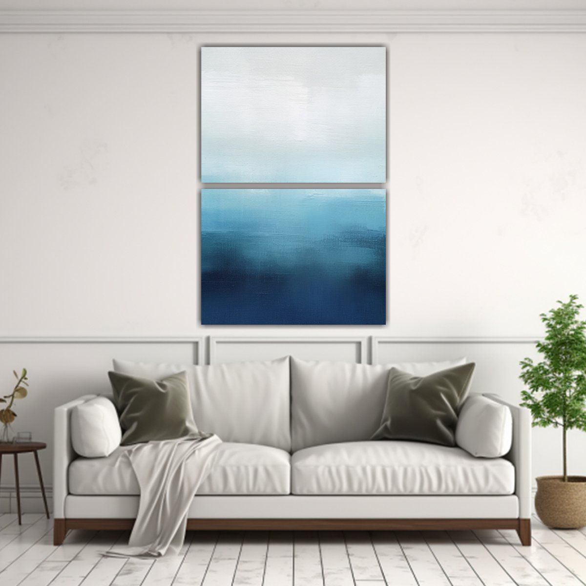 GENERICO - Cuadros Decorativos Abstractos En Azul Blanco Y 80x120 Cm