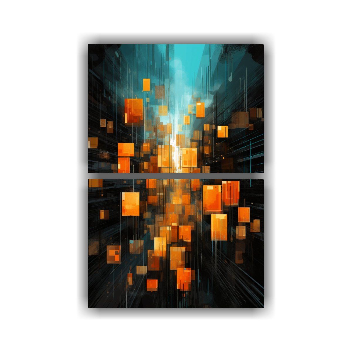 GENERICO - Pintura Abstracta De Bloques Cuadrados Y Líneas 80x120 Cm