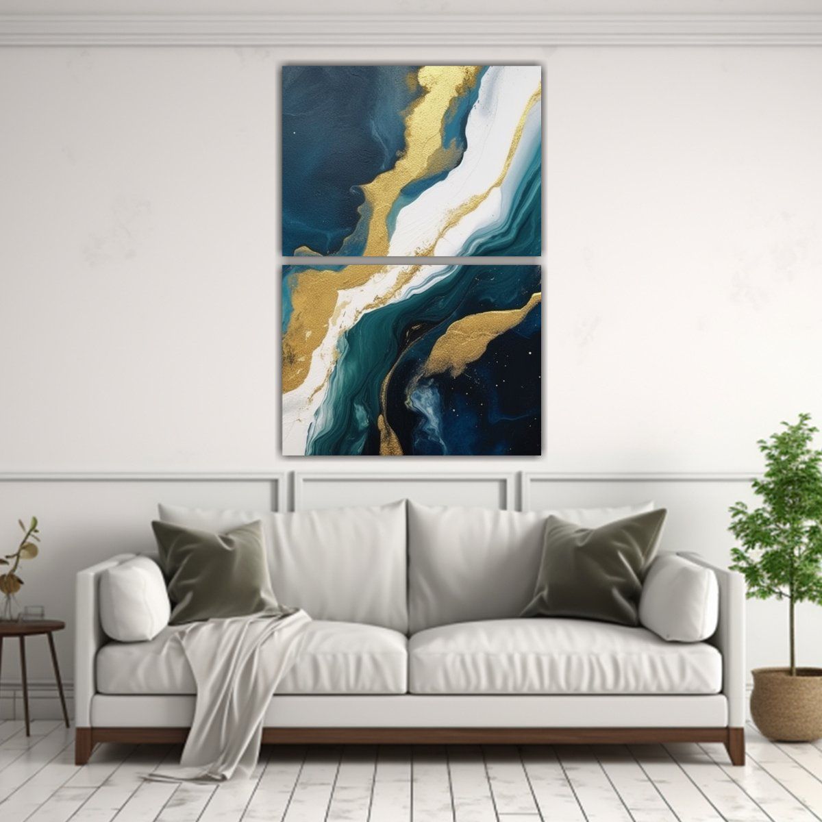 GENERICO - Cuadro Cuadro Abstracta Verde Oscuro Y Oro 80x120 Cm