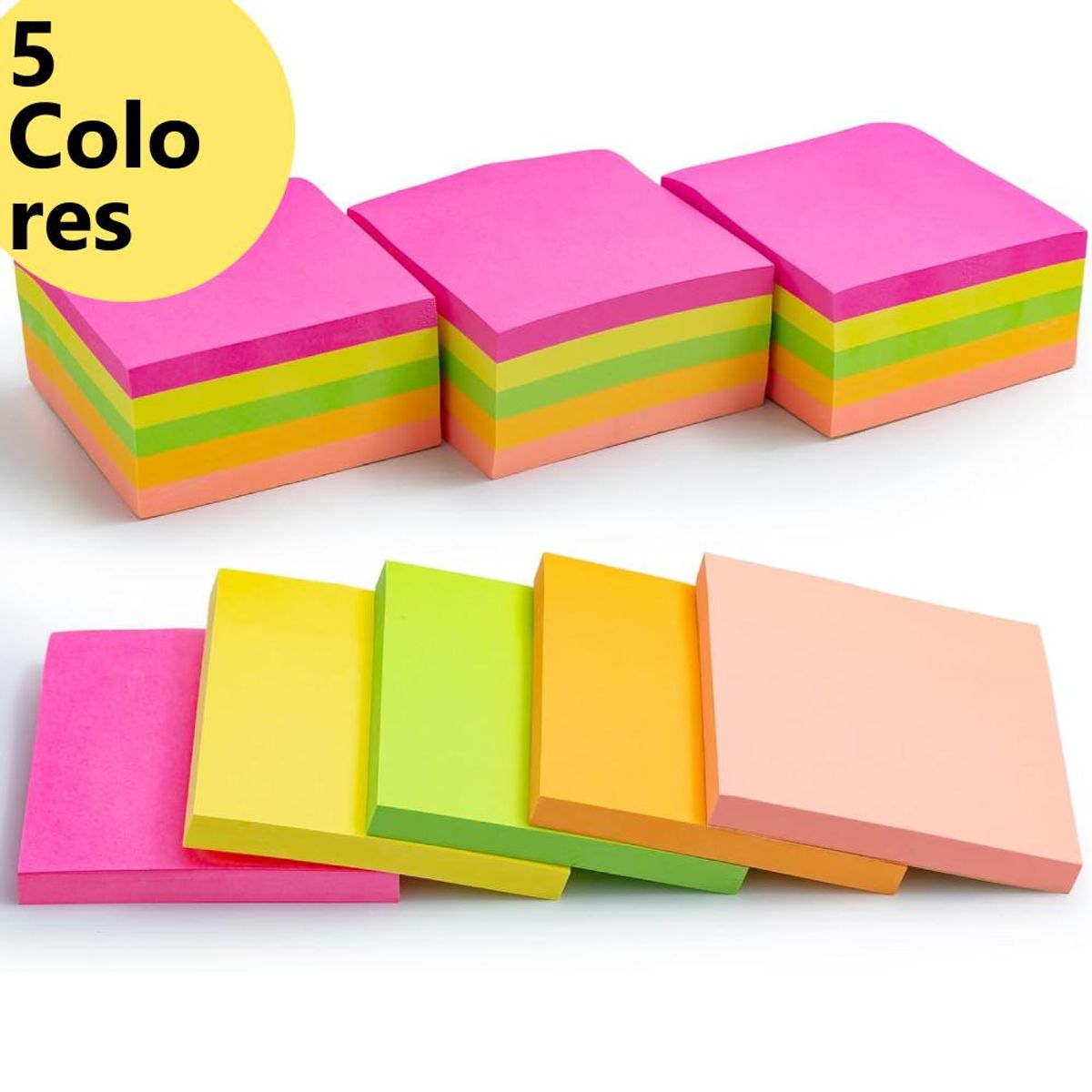 Notas Adhesivas Fluor 5 Colores 76 x 76 mm 500 un 100x C, marca OFFILINE - Foto Principal