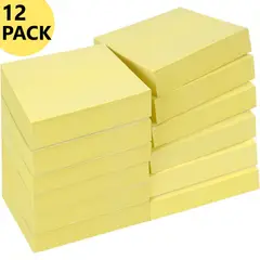 OFFILINE - Pack 12 Notas Adhesivas 38 x 48 mm Amarillas 100 un