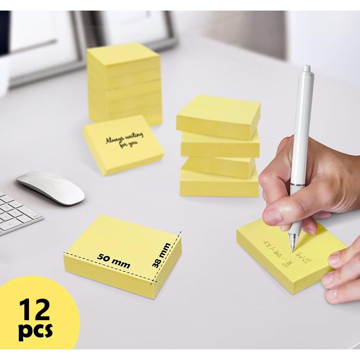 OFFILINE - Pack 12 Notas Adhesivas 38 x 48 mm Amarillas 100 un