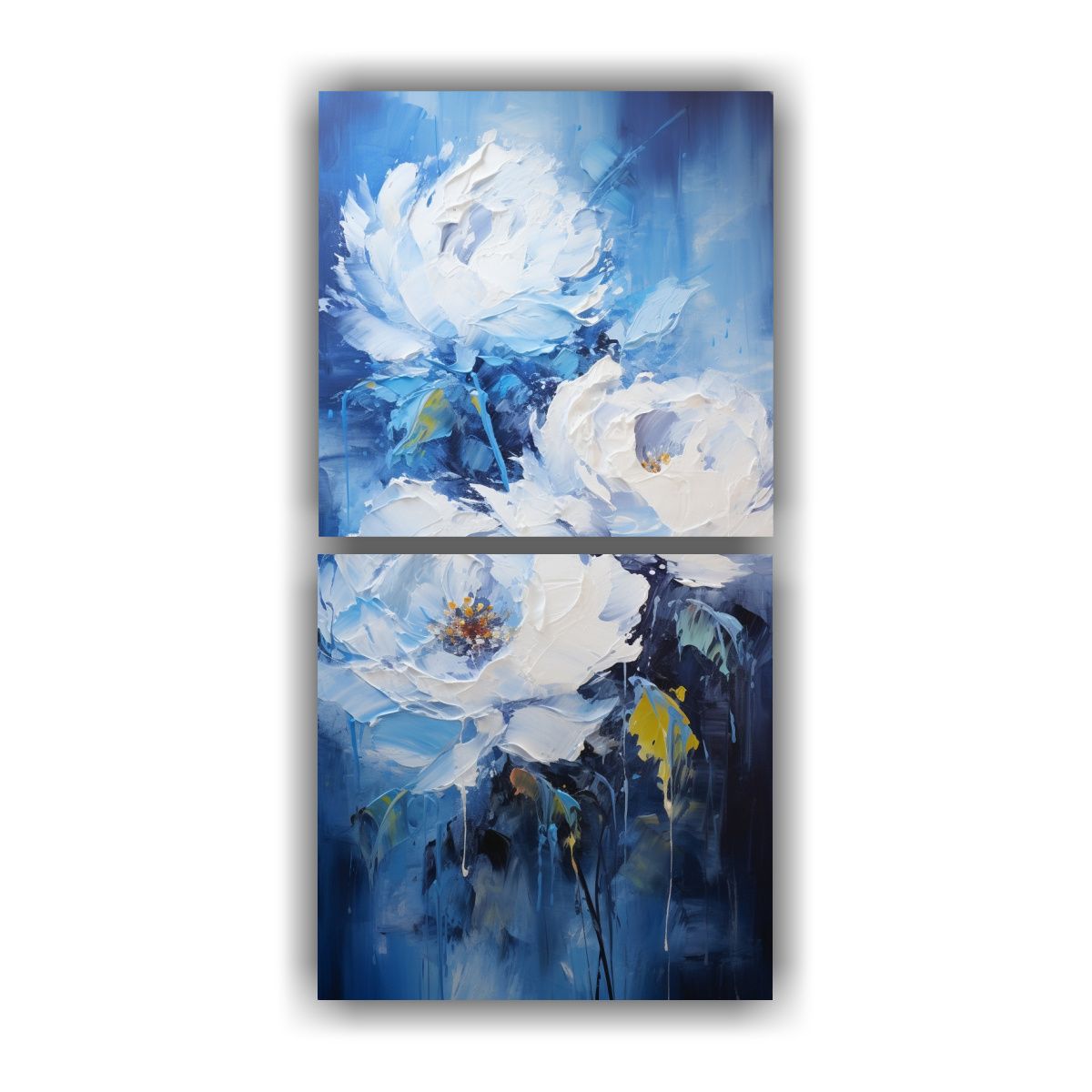 GENERICO - Cuadros Vintage De PEONÍAS Azules En Canvas 50x100 Cm