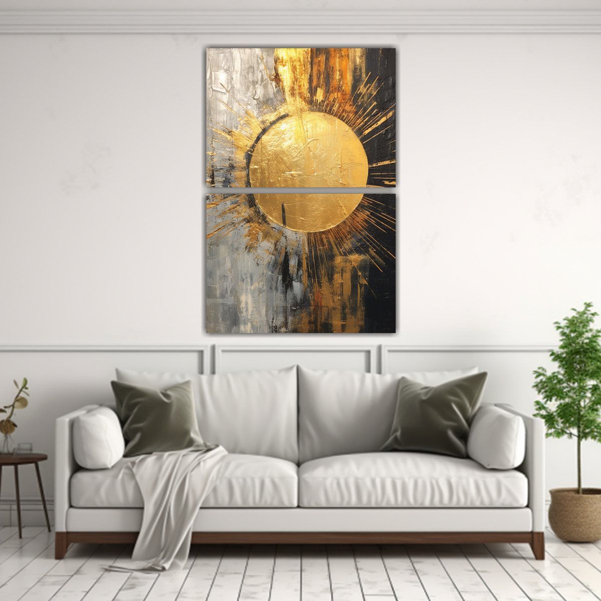 GENERICO - Anillo Metálico Dorado Y Arte De Impresión Del 80x120 Cm