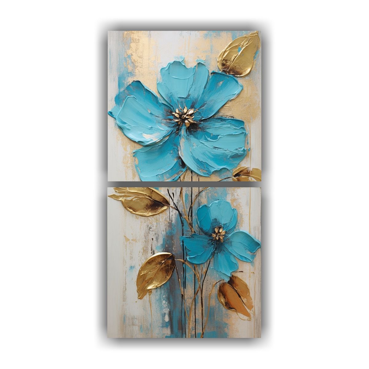 GENERICO - Set 2 Cuadros Vanguardia Único Pintura Azul De 20x40 Cm
