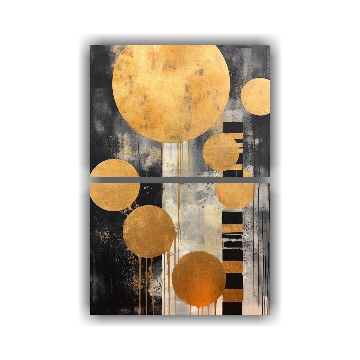 GENERICO - Arte Abstracto En Oro Y Negro Forma Redonda 80x120 Cm
