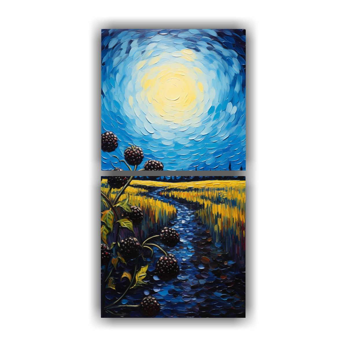 GENERICO - Diptico Vintage Inspirado En La Noche Estrellada 60x120 Cm