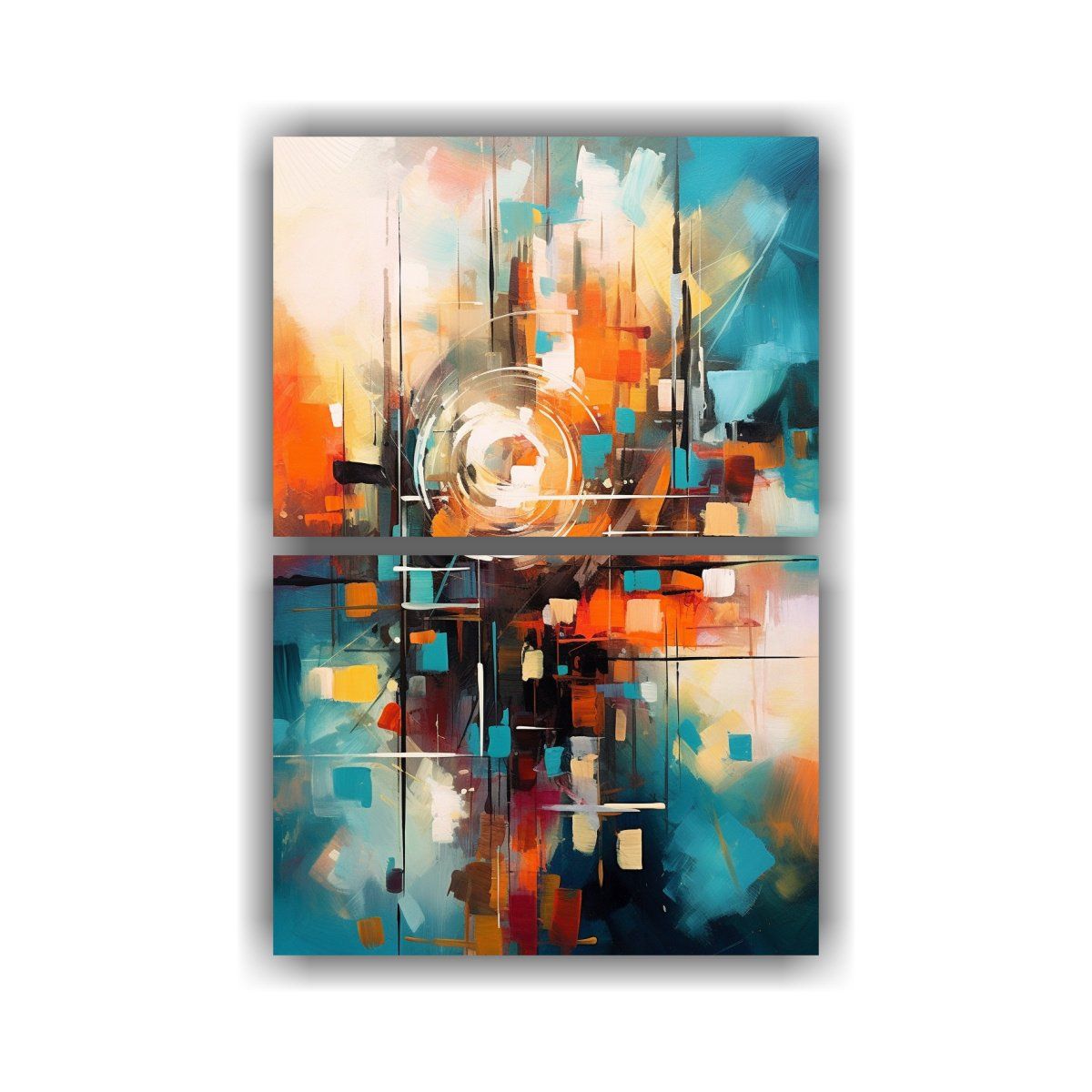 GENERICO - Set De 2 Cuadros Abstractos De Pared En Colores 80x120 Cm