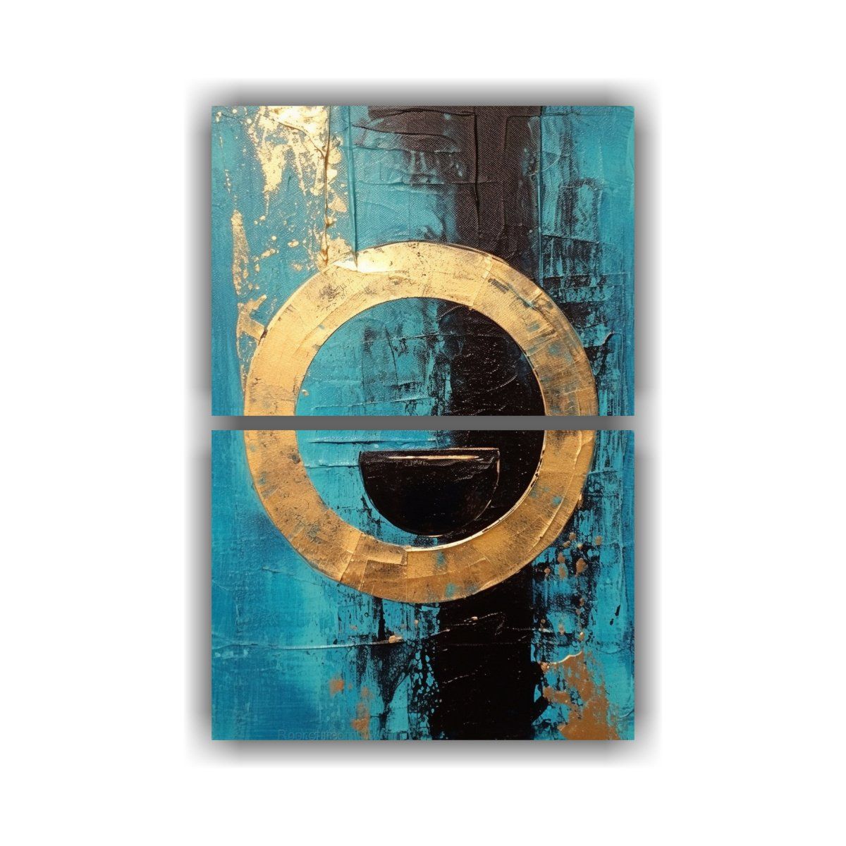 GENERICO - Cuadros Abstractos En Negro Y Azul Para 80x120 Cm