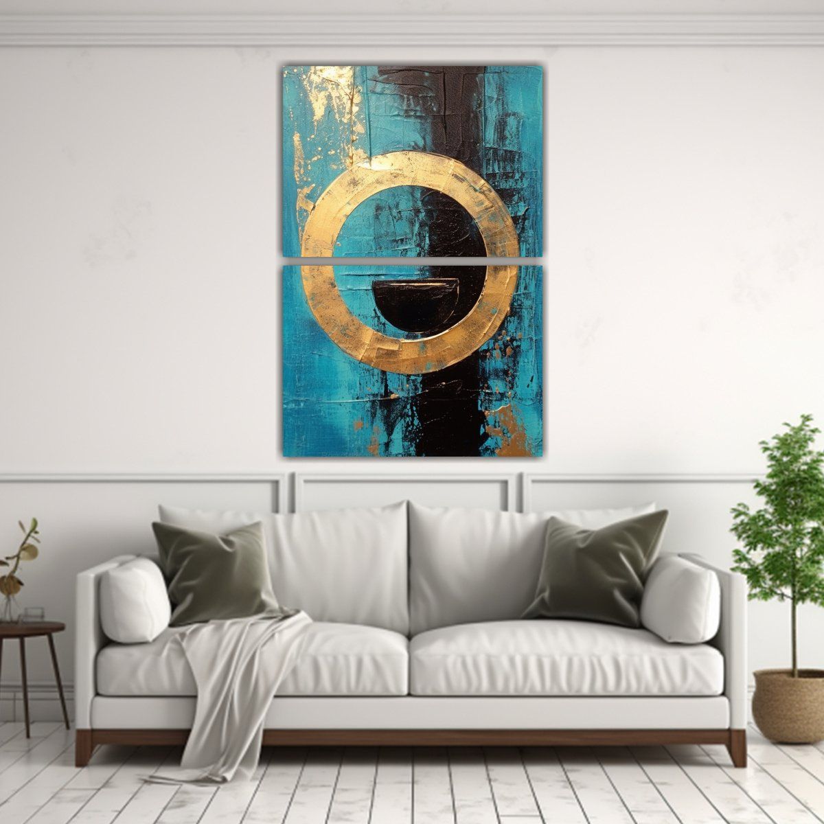 GENERICO - Cuadros Abstractos En Negro Y Azul Para 80x120 Cm